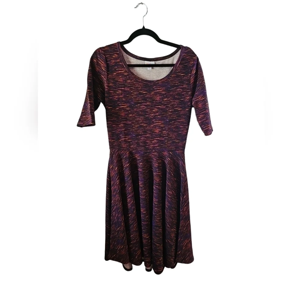 Lularoe space dye purple orange Nicole dress sz large new with tags